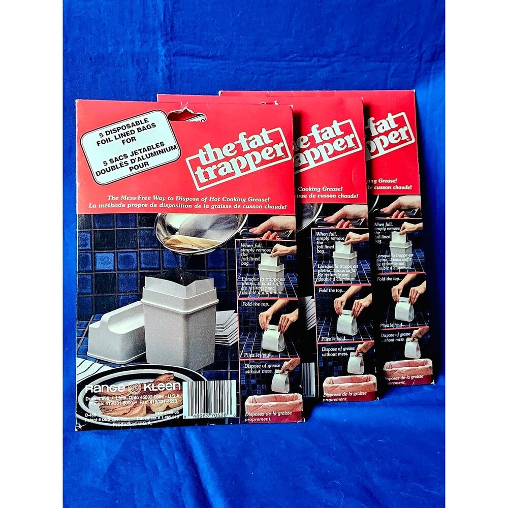 3 Pack Range Kleen Fat Trapper Refill Bags 15 Count Grease Storage Heat Safe NEW